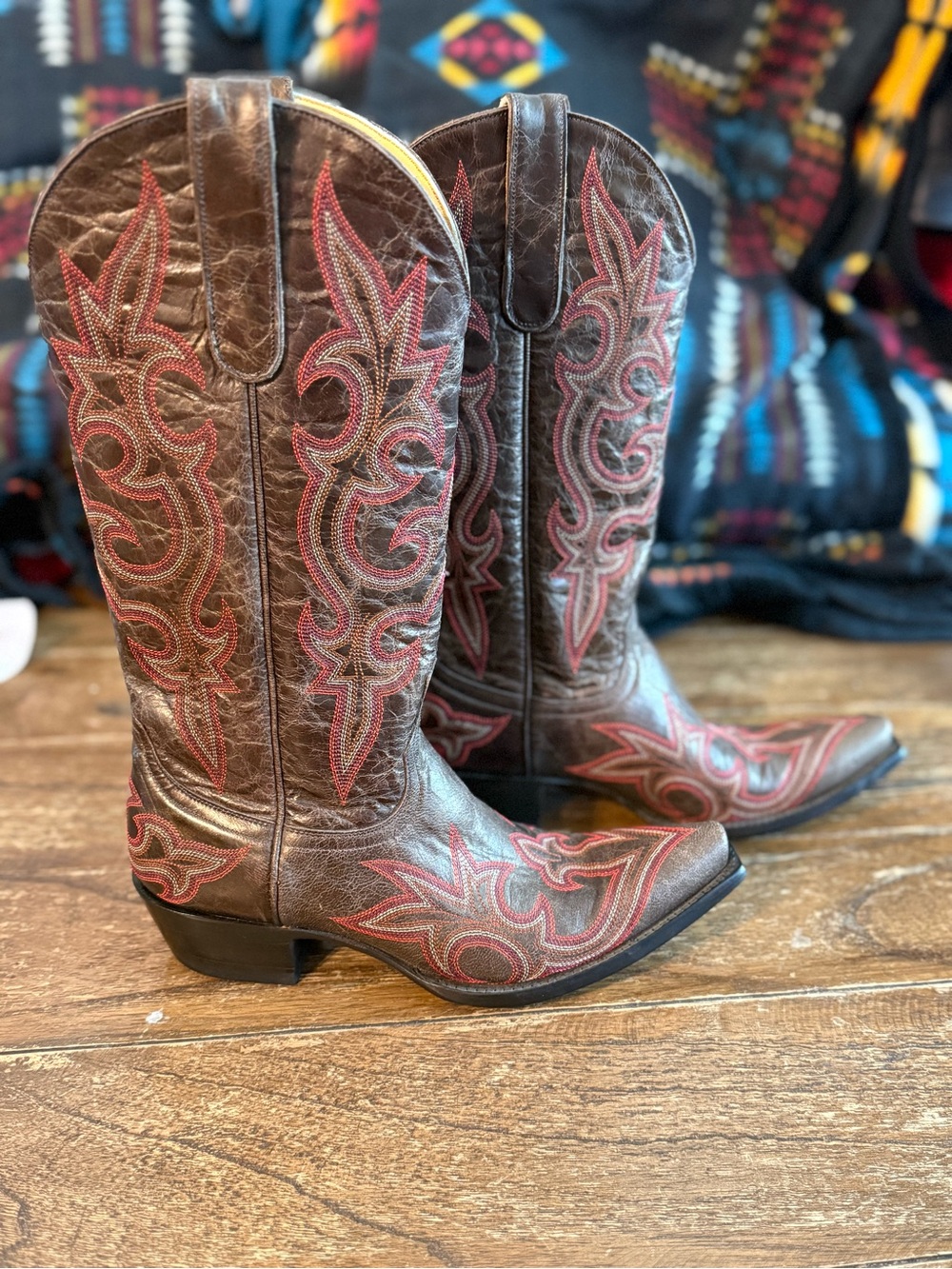 Old Gringo Leather Western Heeled Boots with Red Stitching - Picture 4 of 10